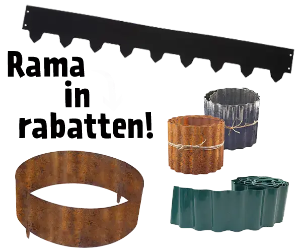 Rama in rabatten med rabattkanter